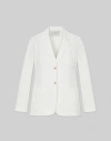 Lafayette 148 Linen Three Pocket Blazer In White
