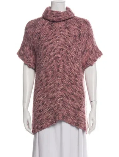 Pre-owned Lafayette 148 Linen Turtleneck Sweater In Pink
