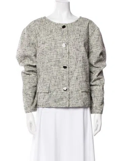Pre-owned Lafayette 148 Linen Tweed Pattern Evening Jacket In Neutral