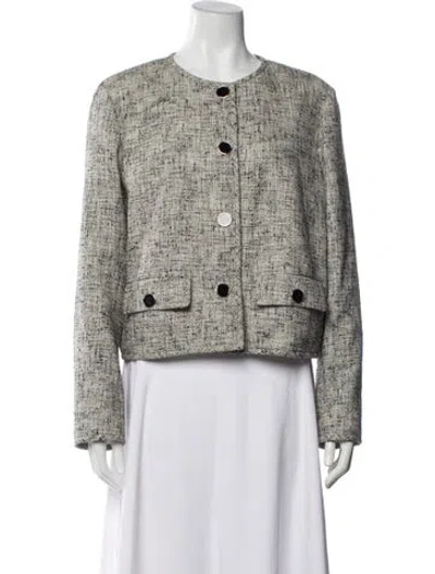 Pre-owned Lafayette 148 Linen Tweed Pattern Jacket In Neutral