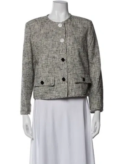 Pre-owned Lafayette 148 Linen Tweed Pattern Jacket In Neutral