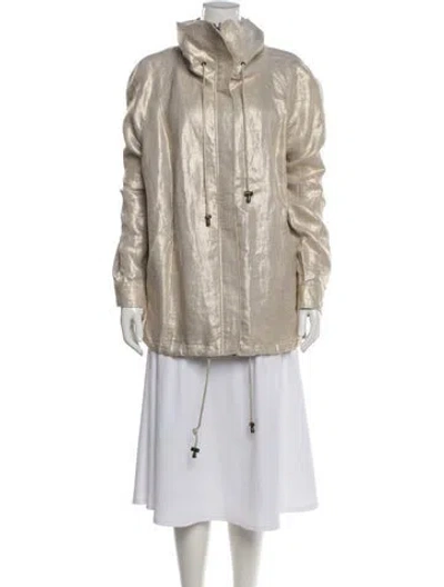 Pre-owned Lafayette 148 Linen Utility Jacket In Neutral