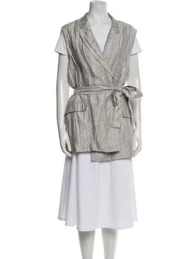Pre-owned Lafayette 148 Linen Vest In Gray
