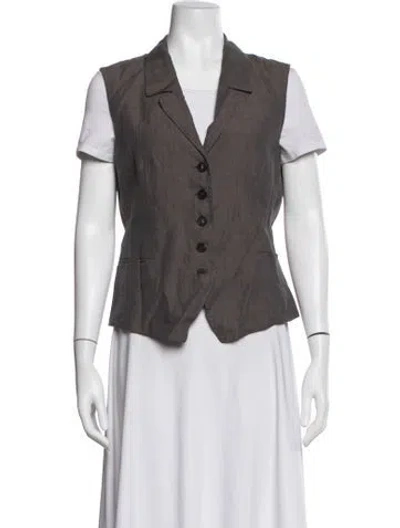 Pre-owned Lafayette 148 Linen Vest In Grey