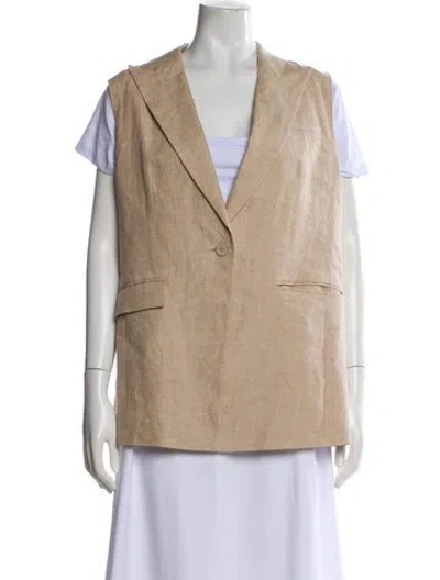 Pre-owned Lafayette 148 Linen Vest In Neutral