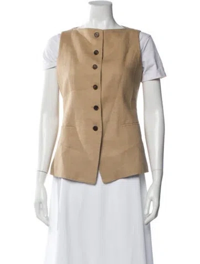 Pre-owned Lafayette 148 Linen Vest In Neutral