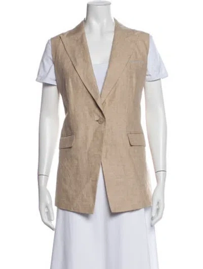 Pre-owned Lafayette 148 Linen Vest In Neutral