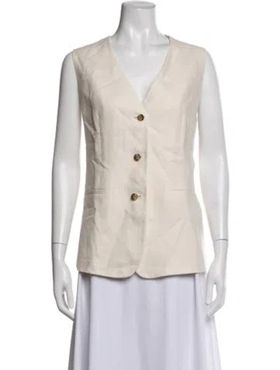 Pre-owned Lafayette 148 Linen Vest In Neutrals