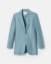 Lafayette 148 New York Elongated Linen Blend Blazer In Paper Blue