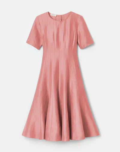 Lafayette 148 Linen-viscose Fit & Flare Midi Dress In Pink