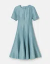 Lafayette 148 Linen-viscose Princess Seam Fit & Flare Dress In Paper Blue