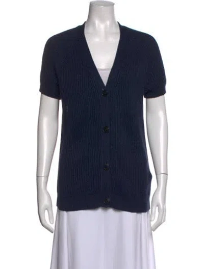 Pre-owned Lafayette 148 Linen V-neck Sweater In Grey