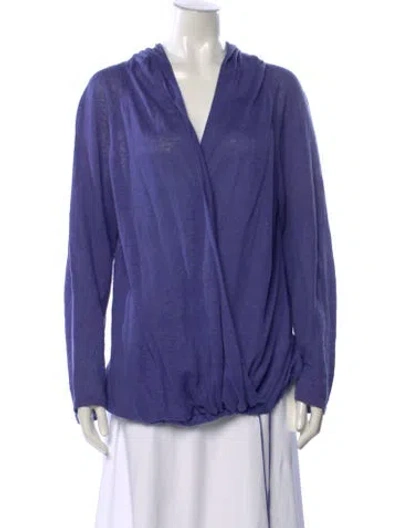 Pre-owned Lafayette 148 Linen V-neck Sweater In Purple