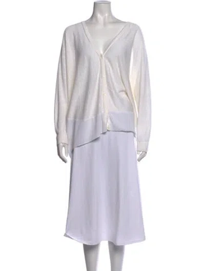 Pre-owned Lafayette 148 Linen V-neck Sweater In Purple