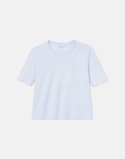 Lafayette 148 Linencotton Jersey Pocket Tshirt In Blue