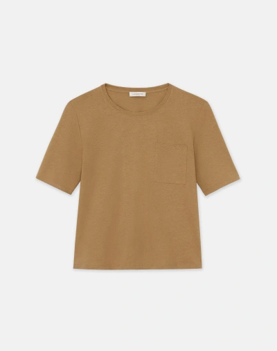 Lafayette 148 Linencotton Jersey Pocket Tshirt In Cadet Khaki