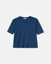 Lafayette 148 Linencotton Jersey Pocket Tshirt In Lido Blue