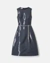 Lafayette 148 Liquid Twill A-line Dress & Embellished Belt In Gray
