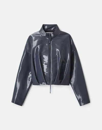 Lafayette 148 Liquid Twill Pleated Waist Jacket In Blue