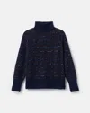 Lafayette 148 Lofty Alpaca-linen Bouclé Turtleneck Sweater In Blue