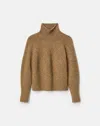 Lafayette 148 Lofty Alpaca Wool Cotton Donegal Turtleneck Sweater In Brown