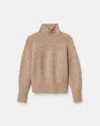 Lafayette 148 Lofty Alpaca Wool Cotton Donegal Turtleneck Sweater In Brown
