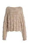 Lafayette 148 Lofty Merino Wool Basket Stitch Sweater In Brown