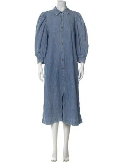 Pre-owned Lafayette 148 Long Dress In Blue