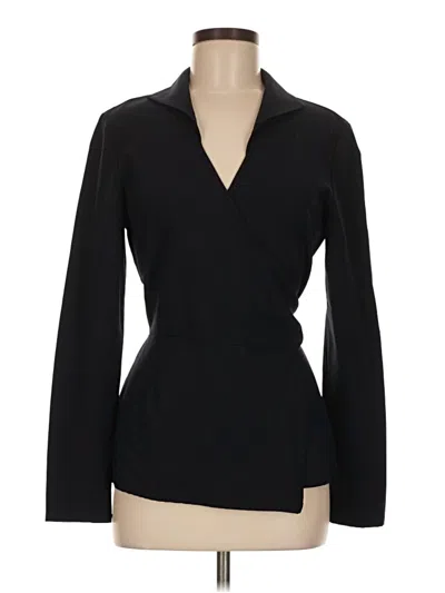 Pre-owned Lafayette 148 Long Sleeve Blouse In Black