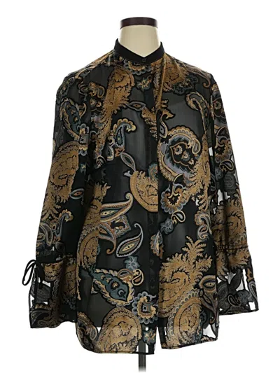 Pre-owned Lafayette 148 Long Sleeve Blouse In Black