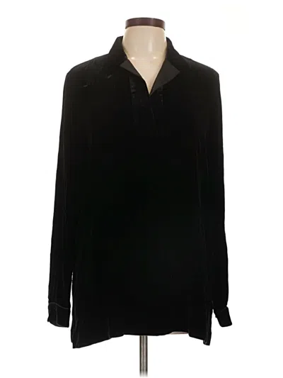 Pre-owned Lafayette 148 Long Sleeve Blouse In Black