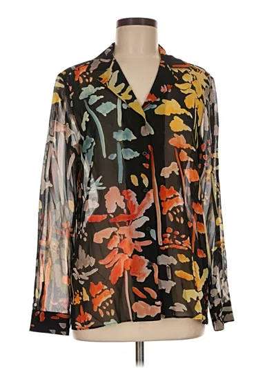 Pre-owned Lafayette 148 Long Sleeve Blouse In Black
