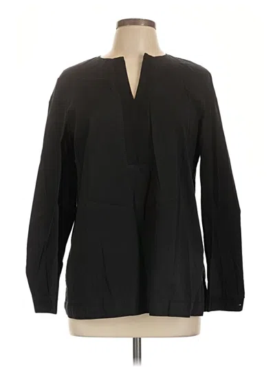 Pre-owned Lafayette 148 Long Sleeve Blouse In Black