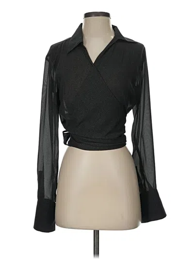 Pre-owned Lafayette 148 Long Sleeve Blouse In Black