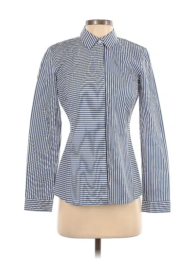 Pre-owned Lafayette 148 Long Sleeve Blouse In Blue