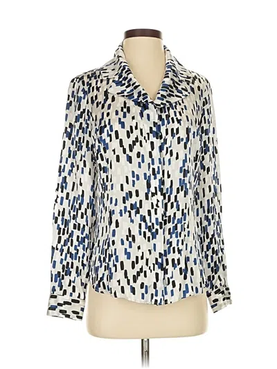 Pre-owned Lafayette 148 Long Sleeve Blouse In Blue