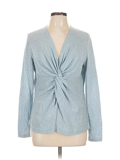 Pre-owned Lafayette 148 Long Sleeve Blouse In Blue