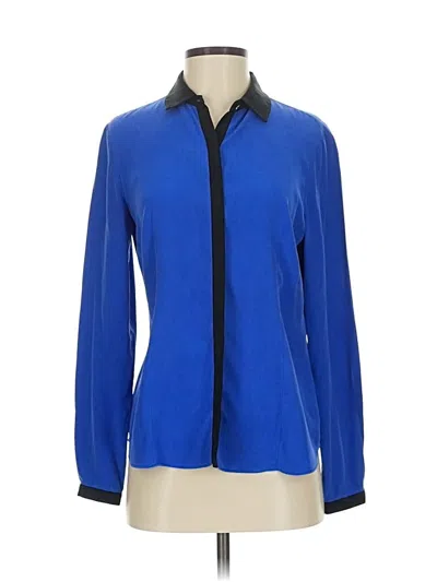 Pre-owned Lafayette 148 Long Sleeve Blouse In Blue