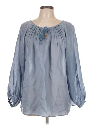 Pre-owned Lafayette 148 Long Sleeve Blouse In Blue