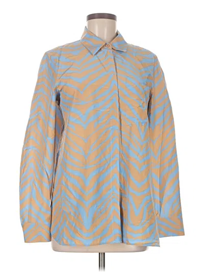 Pre-owned Lafayette 148 Long Sleeve Blouse In Blue