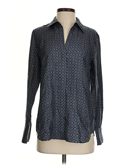 Pre-owned Lafayette 148 Long Sleeve Blouse In Blue