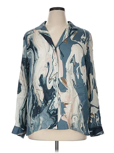 Pre-owned Lafayette 148 Long Sleeve Blouse In Blue