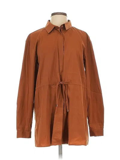 Pre-owned Lafayette 148 Long Sleeve Blouse In Brown