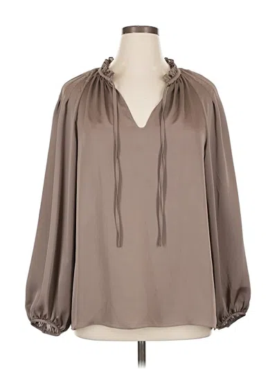 Pre-owned Lafayette 148 Long Sleeve Blouse In Brown
