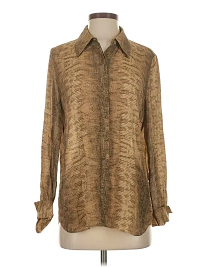 Pre-owned Lafayette 148 Long Sleeve Blouse In Brown