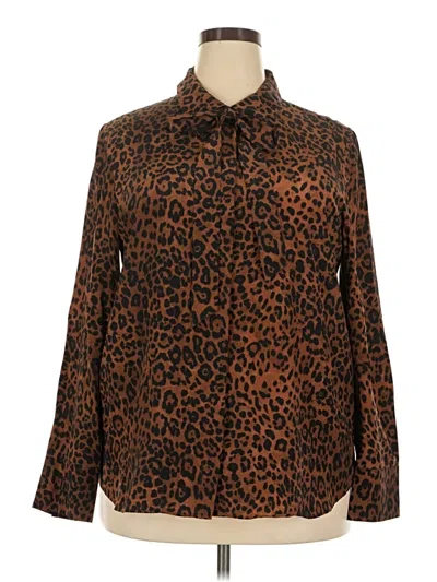 Pre-owned Lafayette 148 Long Sleeve Blouse In Brown