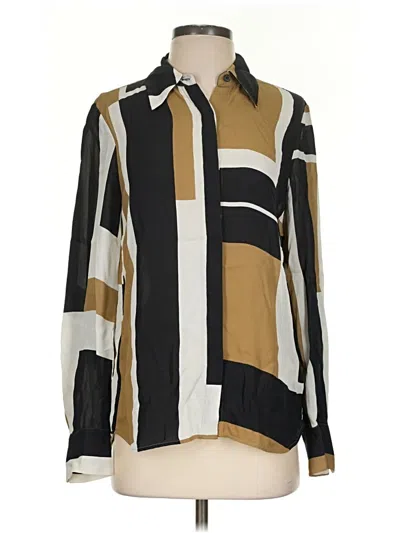 Pre-owned Lafayette 148 Long Sleeve Blouse In Brown