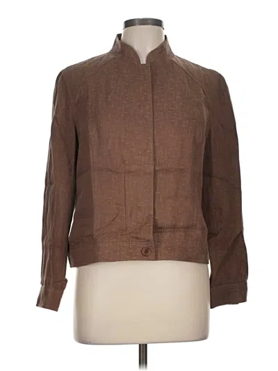 Pre-owned Lafayette 148 Long Sleeve Blouse In Brown