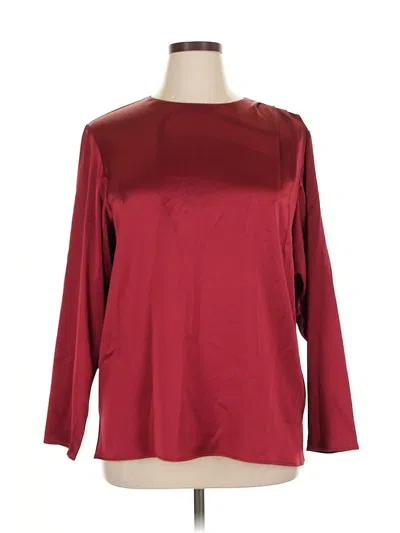 Pre-owned Lafayette 148 Long Sleeve Blouse In Burgundy