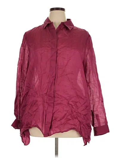 Pre-owned Lafayette 148 Long Sleeve Blouse In Burgundy